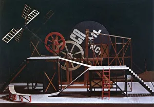 Stage design for the theatre play The Magnificent Cuckold (Le Cocu Magnifique) by F. Crommelynck. Artist: Popova, Lyubov Sergeyevna (1889-1924)