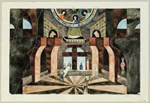 Stage design for the Tragedy Die Nibelungen by Friedrich Hebbel, ca 1934. Creator: Müller