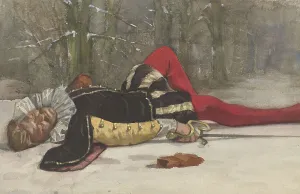 Duel Prints: Stage scene with fallen duelist in a forest, 1870-1923. Creator: Willem Witsen