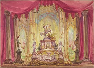 Caney Robert Prints: Stage Set with a Statue Of Saint George Slaying the Dragon. Creator: Robert Caney