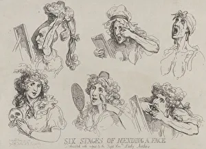 Ridiculous Prints: Six Stages of Mending a Face, Dedicated with respect to the Right Hon-ble. Lady Ar