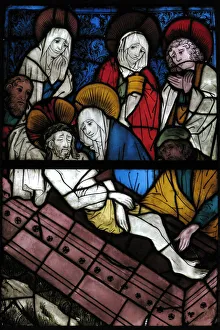 Entombment Prints: Stained Glass Panel with the Entombment, German, 15th century. Creator: Unknown