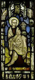 Images Dated 6th November 2020: Stained Glass Panel with St. Barbara, British, ca. 1450. Creator: Unknown