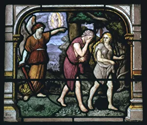 Detail of a stained glass window in Chartres, 19th century