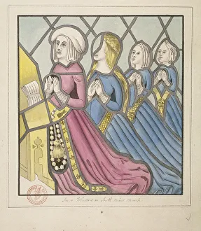 St Giles Prints: Detail of a stained glass window, St Giles, South Mimms, Hertfordshire, c1800. Artist