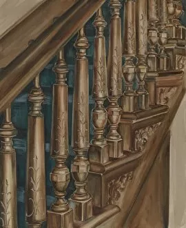 Bannisters Collection: Stair Case, c. 1936. Creator: Natalie Simon