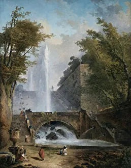 Robert Hubert Prints: Stair and Fountain in the Park of a Roman Villa Creator: Hubert Robert