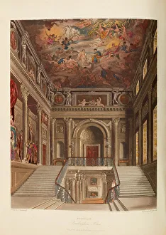 The staircase at Buckingham House, 1818. Creator: Stephanoff, James (1789-1874)