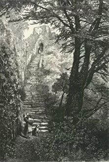Carisbrooke Castle Gallery: Staircase to Carisbrook Keep, c1870