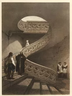 Images Dated 14th April 2011: Staircase of the cloister of the Cathedral of Pamplona