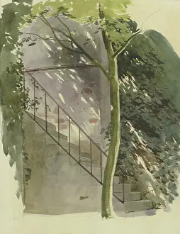 Shaded Prints: A staircase shaded by trees, c1840s. Creator: Carl Theodor Reiffenstein