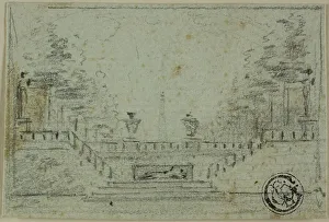 Staircase and Terrace in Formal Garden, n.d. Creator: Domenico Quaglio II