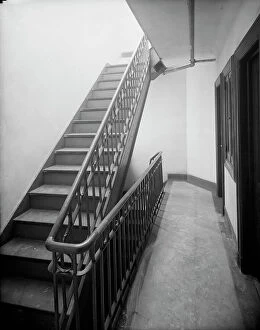 Flat Collection: Stairway and hall, tenement, New York City, between 1900 and 1910. Creator: Unknown