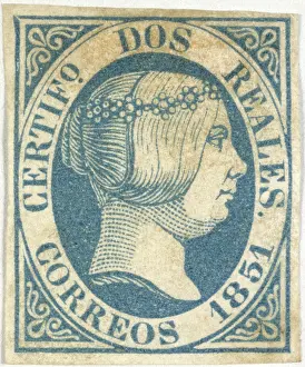 Stamp bearing the head of Queen Isabella II, 1851. Creator: Unknown