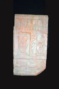 Stamped Prints: Stamped Tile with Crouching Ascetics, 4th / 6th century. Creator: Unknown