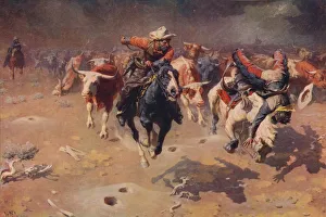 Incident Prints: The Stampede, c1912, (c1915). Artist: William Robinson Leigh