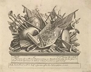Bagpipes Gallery: A Stand of Arms, Musical Instruments, etc. March 1749-50. Creator: William Hogarth