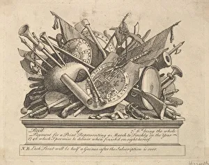 Bagpipes Gallery: A Stand of Arms, Musical Instruments, etc. March 1749-50. Creator: William Hogarth