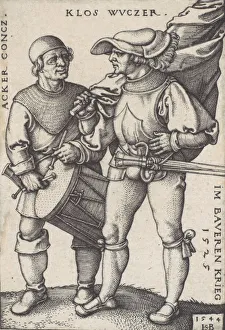 Swineherd Prints: Standard Bearer and Drummer, 1544. Creator: Sebald Beham