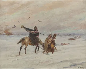 War Atrocities Prints: Standard-bearer during the retreat from Russia, 1928