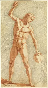 Academy Prints: Standing Academy, c. 1587. Creator: Andrea Boscoli