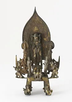 Sui Dynasty Prints: Standing Bodhisattva with attendants, Sui dynasty, 596. Creator: Unknown