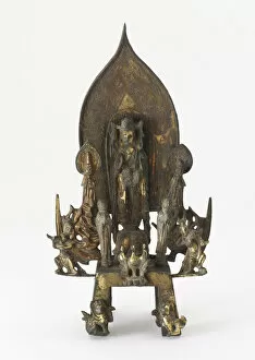 Bronze With Gilding Collection: Standing Bodhisattva with attendants, Sui dynasty, 596. Creator: Unknown