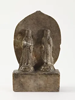 Two standing bodhisattvas, Period of Division, Dated 563 CE. Creator: Unknown Two standing bodhisattvas, Period of Division, Dated 563 CE. Creator: Unknown