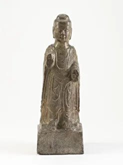 Wei Dynasty Prints: Standing Buddha, Period of Division, possibly 555. Creator: Unknown