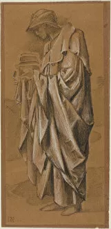 Edward Coley Burne Jones Gallery: Standing Draped Figure in Profile to Left, c. 1888-1891