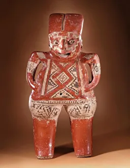 Slip Painted Ceramic Prints: Standing Female Figure, 400-100 B.C.. Creator: Unknown
