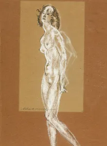 Arthur Davies Prints: Standing Female Nude, 1882/93. Creator: Arthur Davies