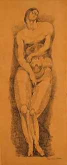 Modesty Prints: Standing Female Nude, c. 1909. Creator: Elie Nadelman