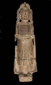 Standing figure of Bodhisattva: both hands missing, and minor injuries Standing figure of Bodhisattva: both hands missing, and minor injuries