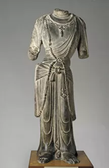 Republic Of China Gallery: Standing figure (torso) of a bodhisattva (pusa), Tang dynasty, early 8th century