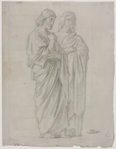 Squared In Graphite Prints: Two Standing Figures (Study for the Left Section of The Mission of the Apostles), 1860
