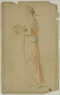 Standing Girl Holding Basket, n. d. Creator: Unknown