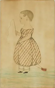 Short Hair Prints: Standing Girl in Profile to Left with Whip and Toy Sleigh, n.d. Creator: Unknown
