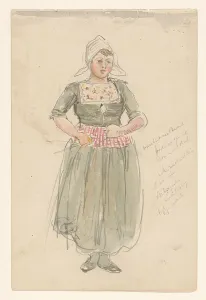 Standing girl in traditional costume, 1868-1933. Creator: Jan Hoynck van Papendrecht