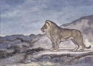 Majestic Prints: Standing Lion, c1850s-1860s. Creator: Antoine-Louis Barye