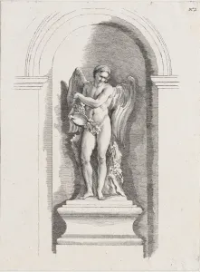 Standing male angel holding an empty bowl and looking down; a... possibly mid to late 18th century. Creator: Anon Standing male angel holding an empty bowl and looking down; a... possibly mid to late 18th century. Creator: Anon