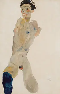 Schiele Prints: Standing Male with Crossed Arms (Self-portrait), 1912. Creator: Schiele, Egon (1890-1918)
