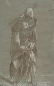 Brush And Brown Wash Collection: Standing Male Draped Figure With His Hands Raised, 1565-71