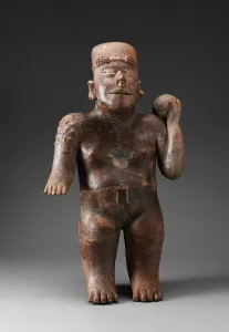 Ball Game Prints: Standing Male Figure Holding a Ball, 100 B. C. / A. D. 300. Creator: Unknown