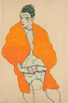 Schiele Prints: Standing Male Figure (Self-Portrait), 1914. Creator: Schiele, Egon (1890-1918)