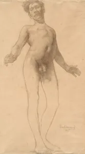 1863 1937 Prints: Standing Male Nude, 1885. Creator: Frederick William MacMonnies (American, 1863-1937)