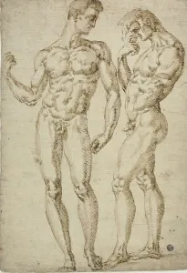 Bandinelli Baccio Prints: Two Standing Male Nudes, 1548/50. Creator: School of Baccio Bandinelli Italian, 1493-1560