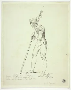 George Hayter Prints: Standing Man in Armour Holding Lance, n.d. Creator: George Hayter