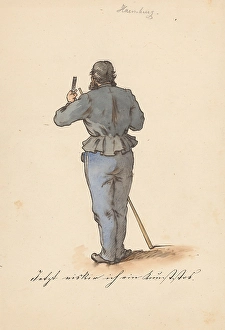 Friedrich Carl Von Prints: Standing man from behind, 1850-1860. Creator: Friedrich Carl von Scheidlin