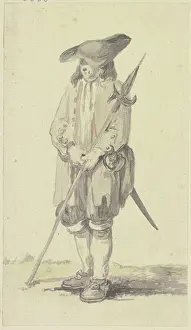 Locals Prints: Standing man with halberd and saber, c1771-1772. Creator: Georg Melchior Kraus